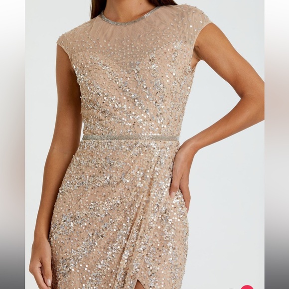 Gorgeous Mac Duggal Beaded Sleeveless Illusion Formal Dress Long Gown Size 6 - Picture 4 of 6